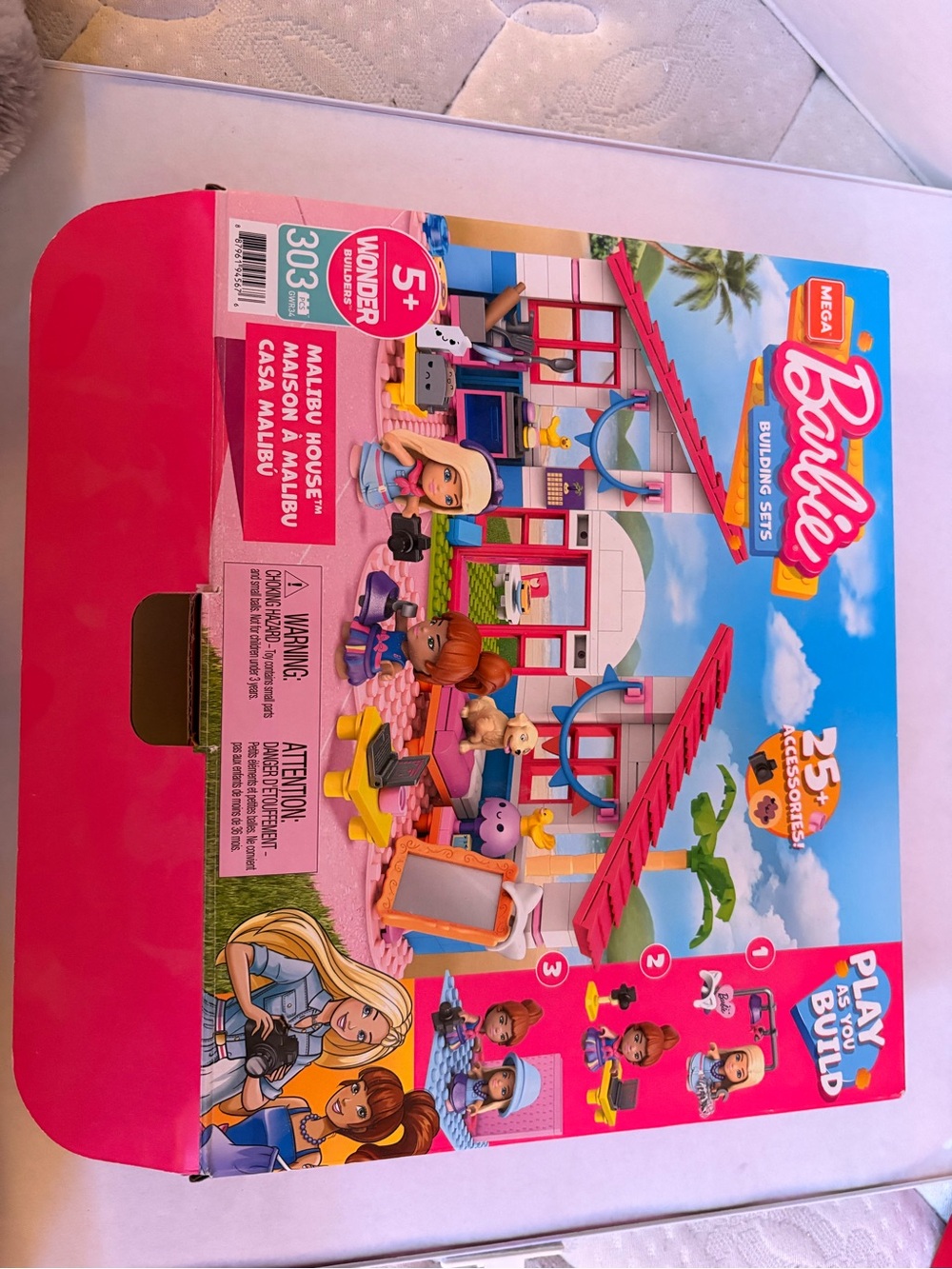 Barbie Building Set Playhouse - Pink, Blue, White